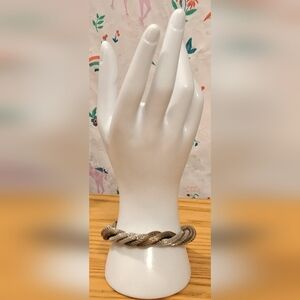 Vintage Erica Zap Silver & Gold Tone Braid Mesh Casual Neutral Jewelery Bracelet